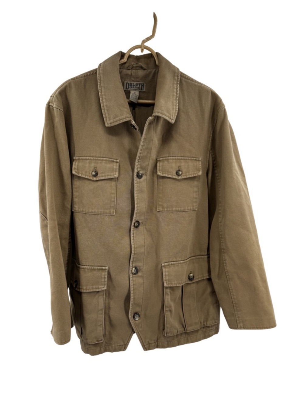 Duluth Trading Co Tan Work chore barn Jacket XL heavy cotton denim neutral